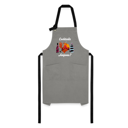 Cock Tails Artisan Apron - gray/black