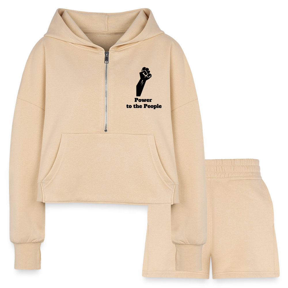 Women’s PttP Cropped Hoodie & Jogger Short Set - nude