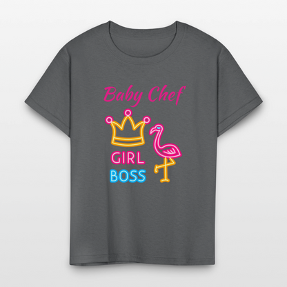 Baby Chef Girl Boss Youth T-Shirt - charcoal