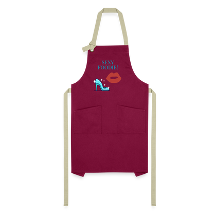 Sexy Foodie Artisan Apron - burgundy/khaki