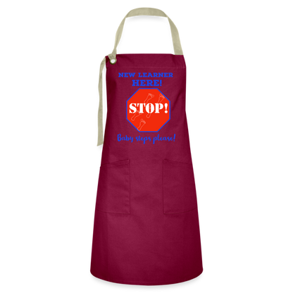 New Learner Artisan Apron - burgundy/khaki