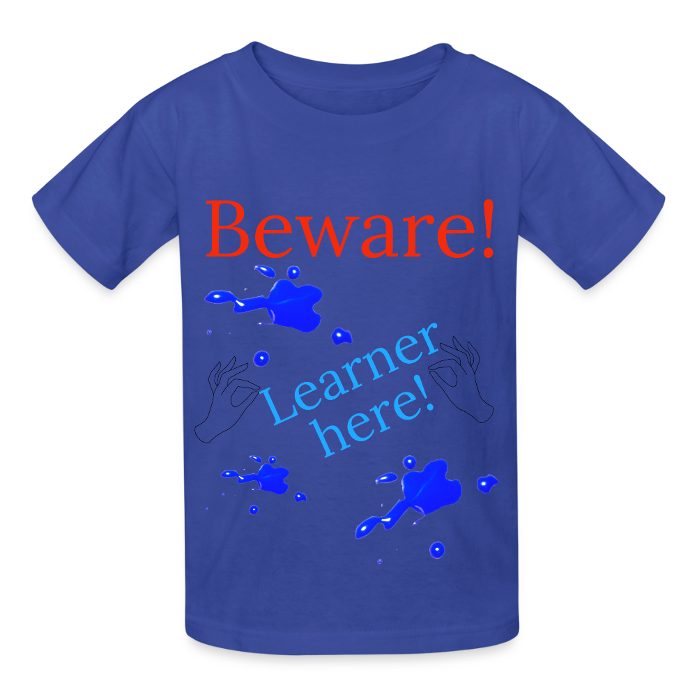 Beware Learner Warning Youth T-Shirt - royal blue