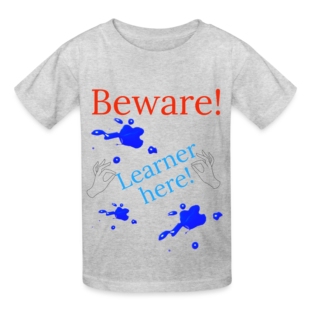Beware Learner Warning Youth T-Shirt - heather gray