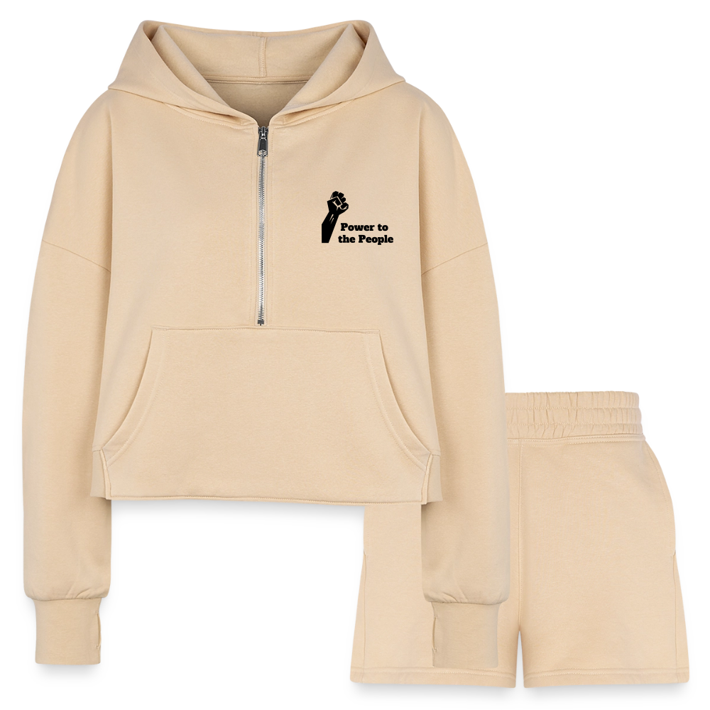 Women’s PttP Cropped Hoodie & Jogger Short Set - nude