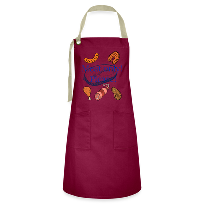 Meat Only Artisan Apron - burgundy/khaki