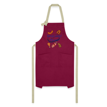 Meat Only Artisan Apron - burgundy/khaki
