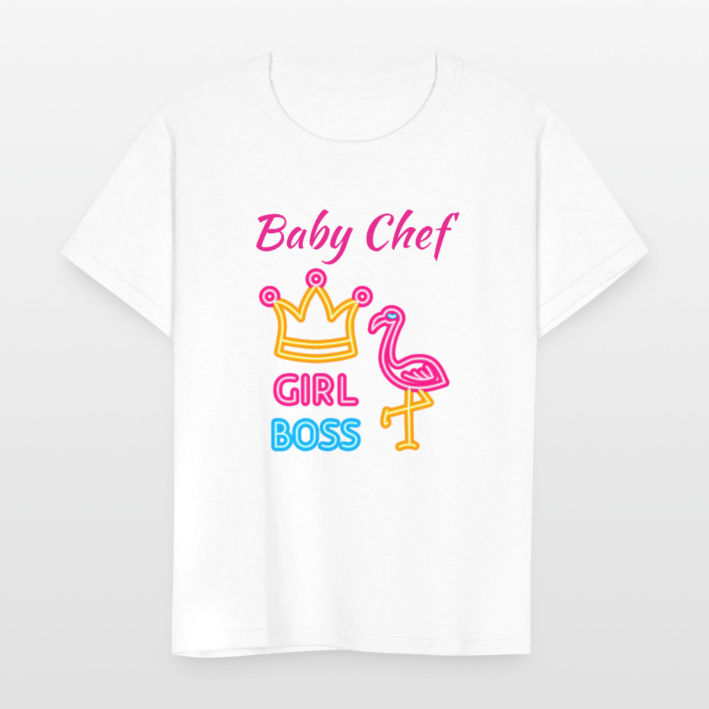 Baby Chef Girl Boss Youth T-Shirt - white