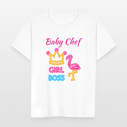 Baby Chef Girl Boss Youth T-Shirt - white