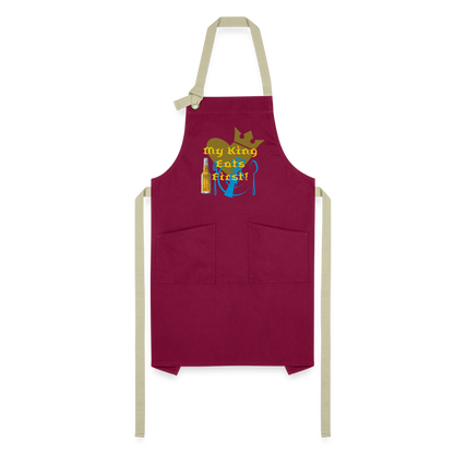 My King Artisan Apron - burgundy/khaki