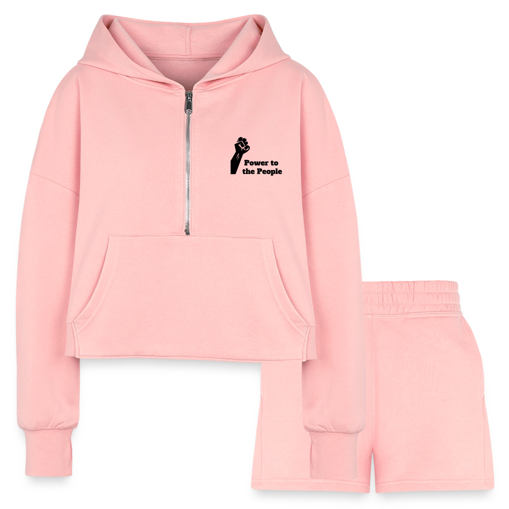Women’s PttP Cropped Hoodie & Jogger Short Set - light pink