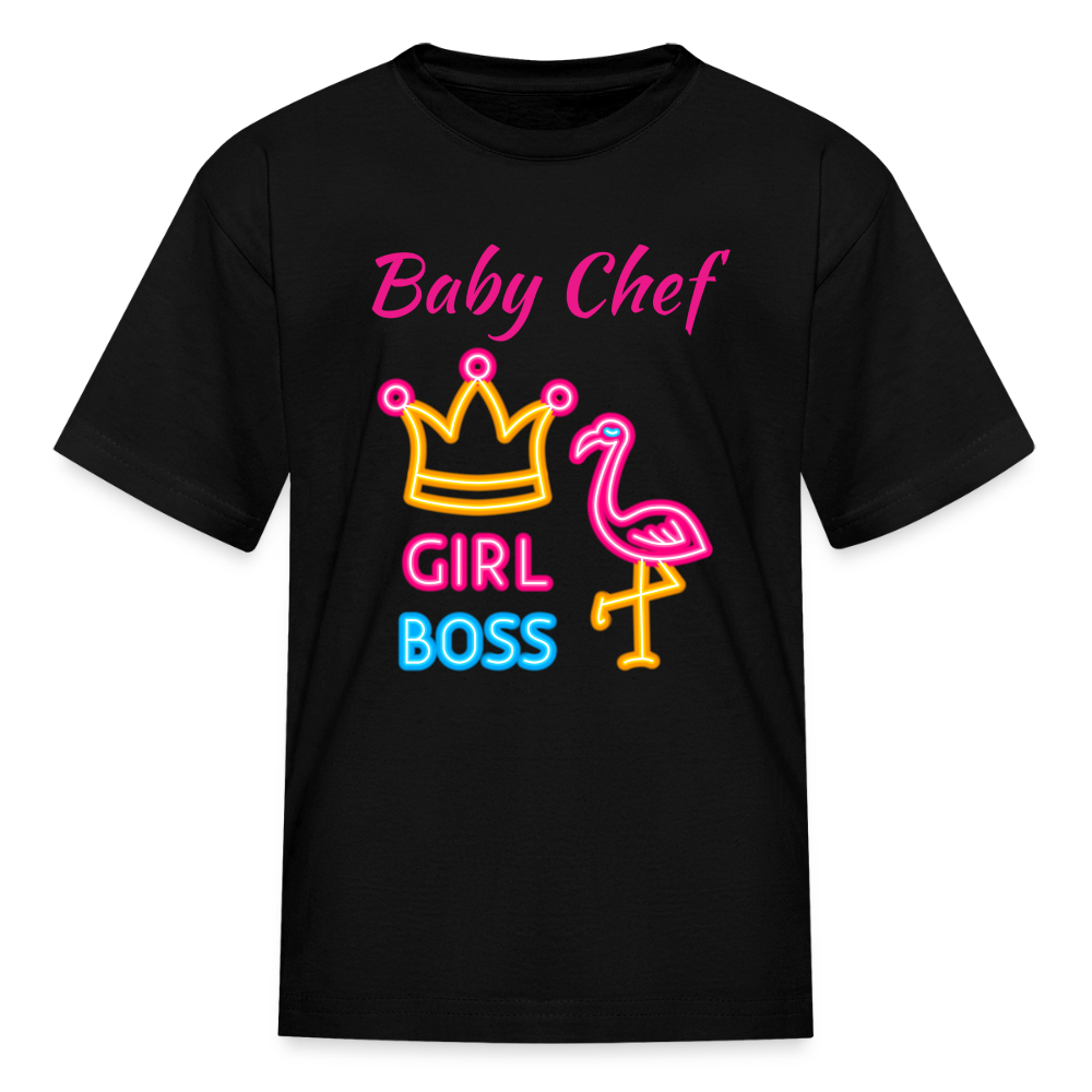 Baby Chef Girl Boss Youth T-Shirt - black