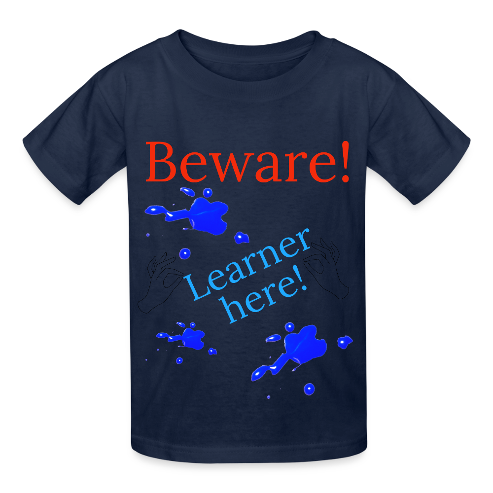 Beware Learner Warning Youth T-Shirt - navy