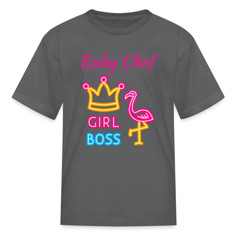 Baby Chef Girl Boss Youth T-Shirt - charcoal