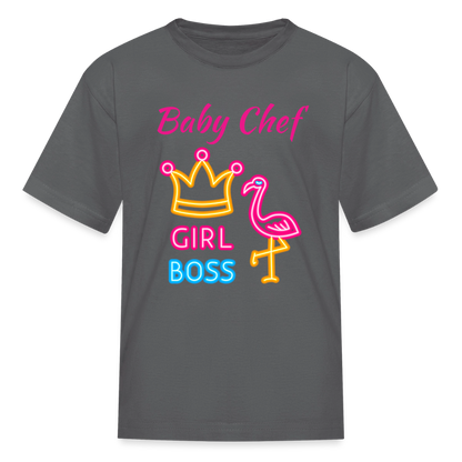 Baby Chef Girl Boss Youth T-Shirt - charcoal