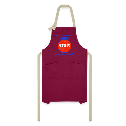 New Learner Artisan Apron - burgundy/khaki