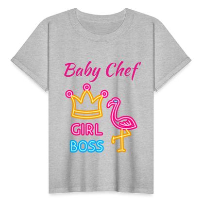 Baby Chef Girl Boss Youth T-Shirt - heather gray