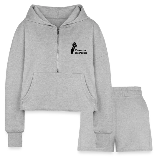 Women’s PttP Cropped Hoodie & Jogger Short Set - heather gray