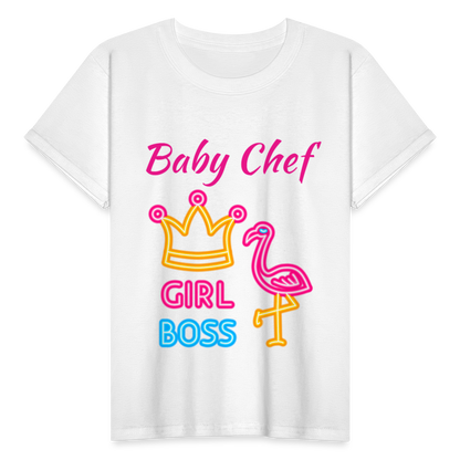 Baby Chef Girl Boss Youth T-Shirt - white