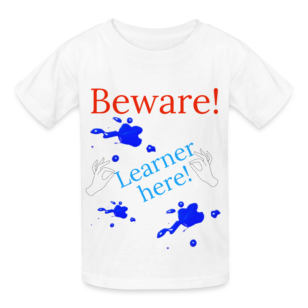 Beware Learner Warning Youth T-Shirt - white