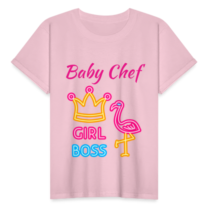 Baby Chef Girl Boss Youth T-Shirt - light pink