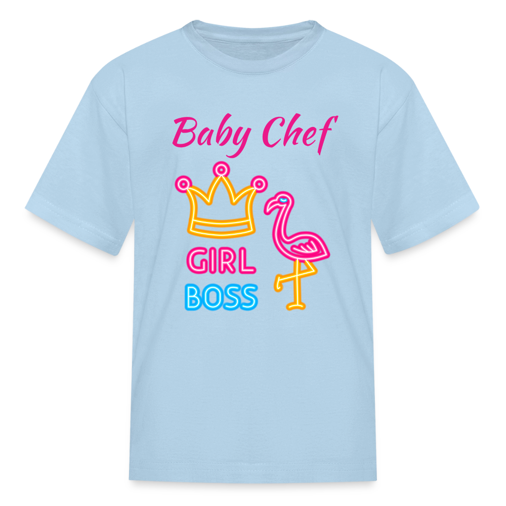 Baby Chef Girl Boss Youth T-Shirt - powder blue