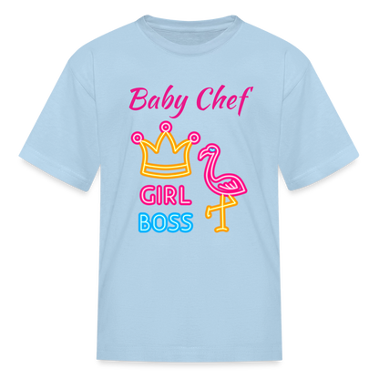 Baby Chef Girl Boss Youth T-Shirt - powder blue
