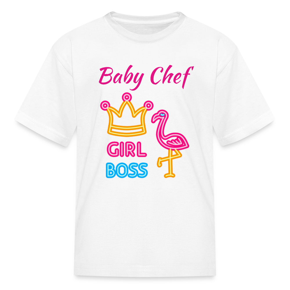 Baby Chef Girl Boss Youth T-Shirt - white