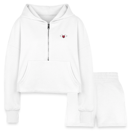 Women’s ETY Cropped Hoodie & Jogger Short Set - white