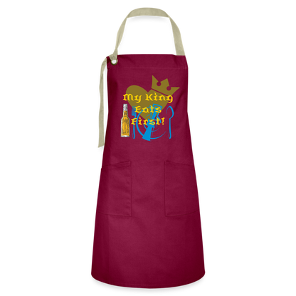 My King Artisan Apron - burgundy/khaki