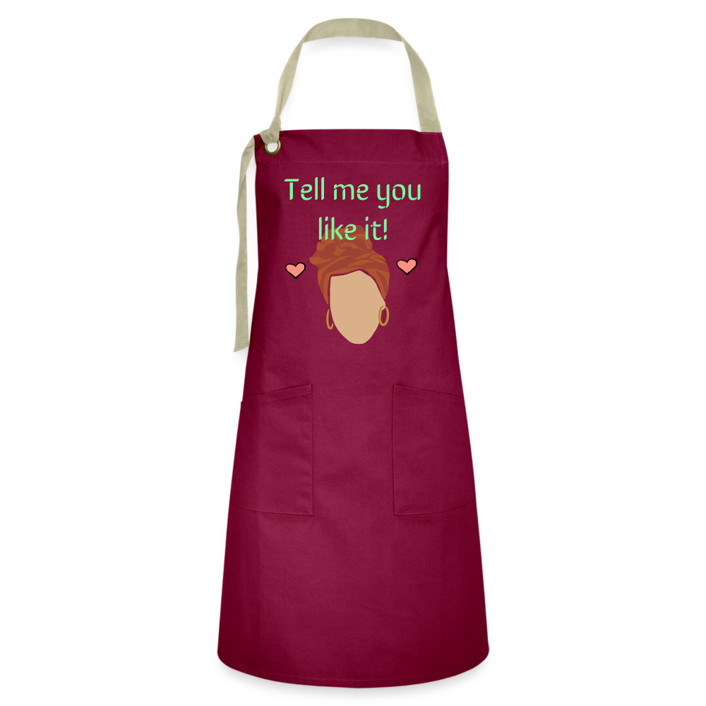 Tell Me Artisan Apron - burgundy/khaki