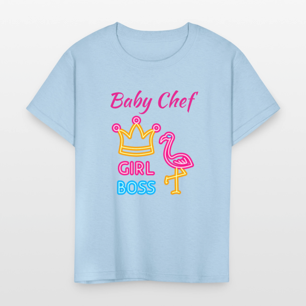 Baby Chef Girl Boss Youth T-Shirt - powder blue