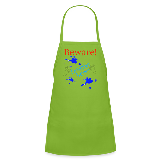 Learner Warning Kids' Apron - lime green