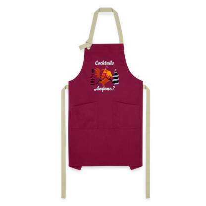 Cock Tails Artisan Apron - burgundy/khaki