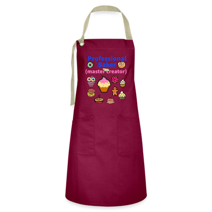 Prof Baker Artisan Apron - burgundy/khaki