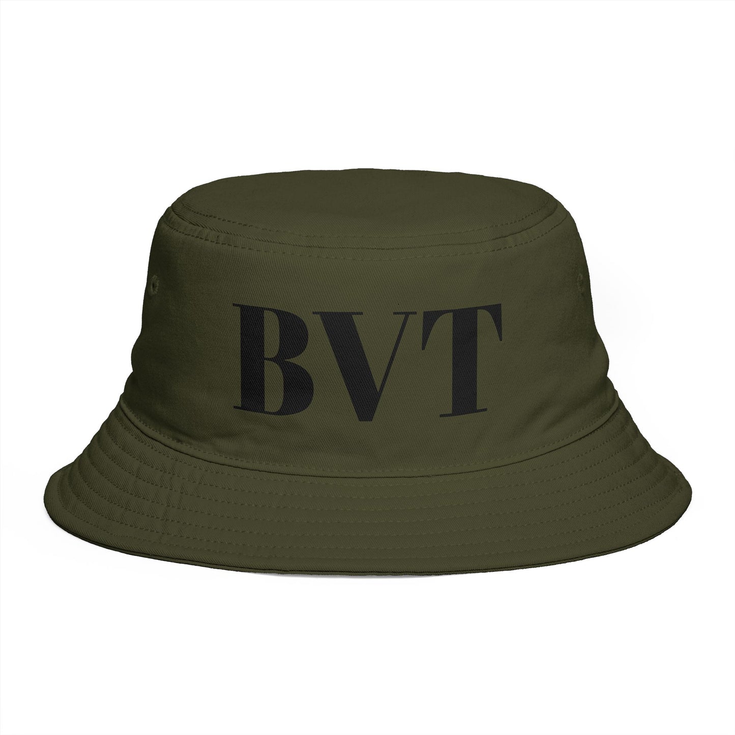 BVT Monogram Bucket Hat — Brown Casual Streetwear Sun Hat