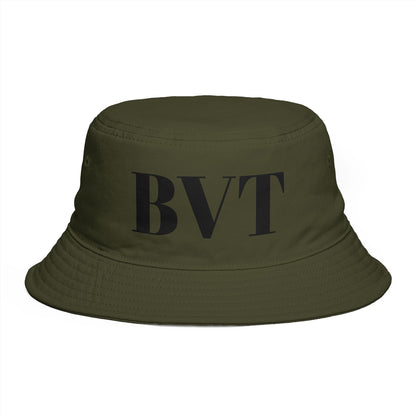 BVT Monogram Bucket Hat — Brown Casual Streetwear Sun Hat