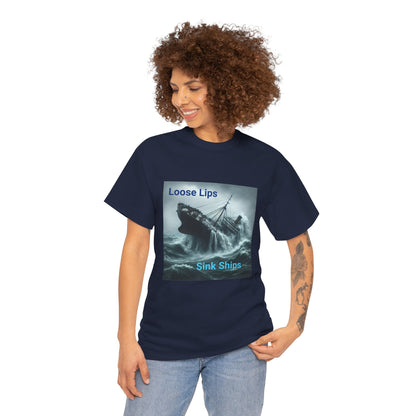 Loose Lips Sink Ships T‑Shirt — Nautical Vintage Shipwreck Tee