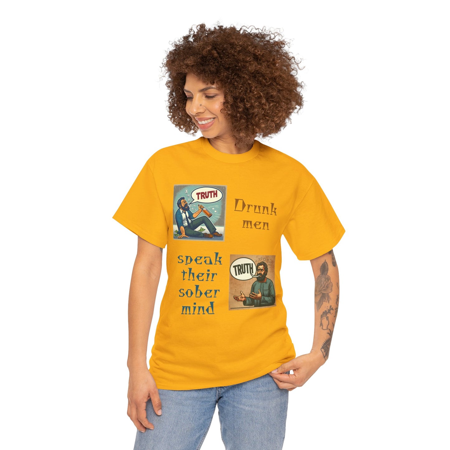 Drunk Men Sober Mind" Vintage Truth Design —  Graphic Tee