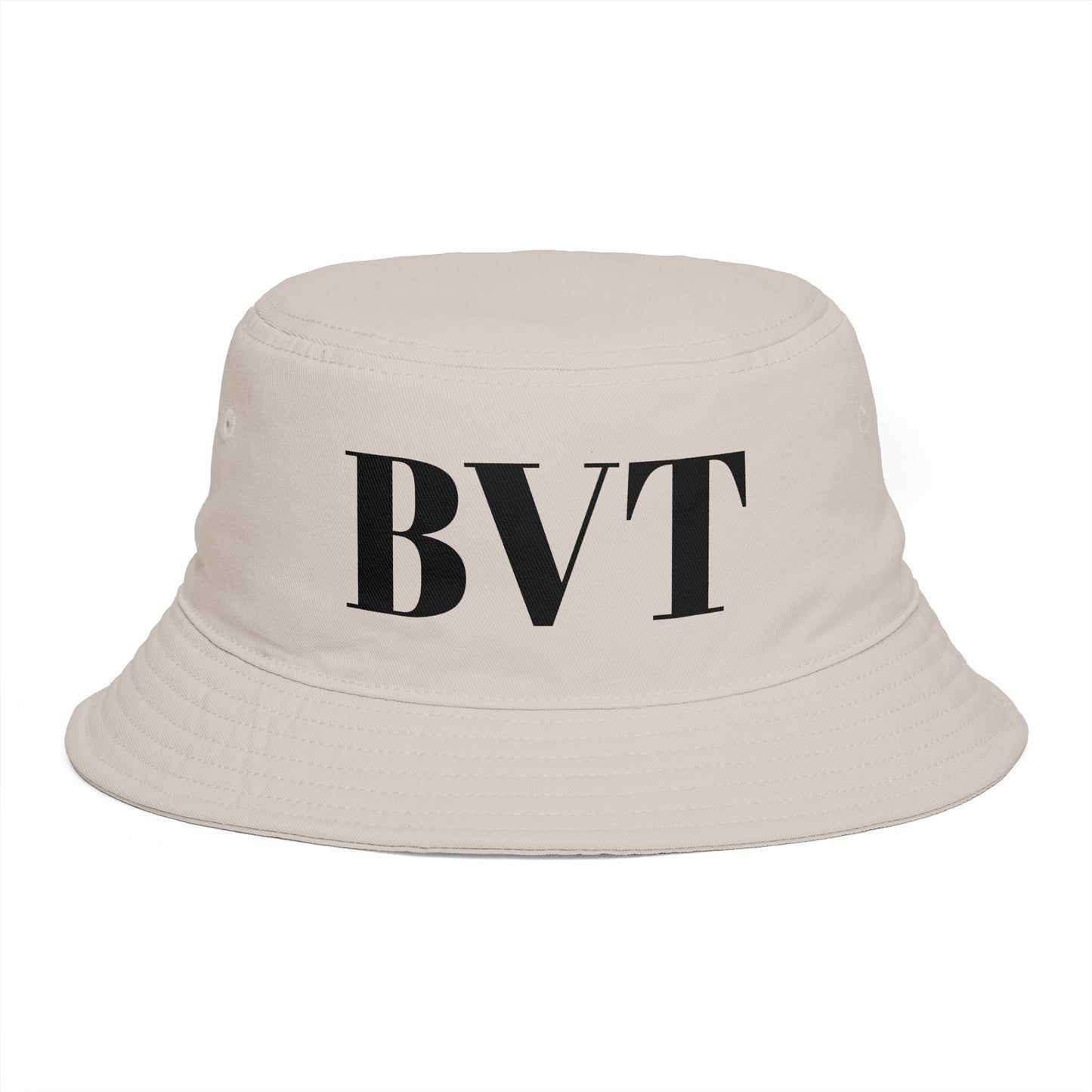 BVT Monogram Bucket Hat — Brown Casual Streetwear Sun Hat