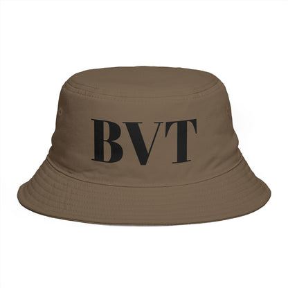 BVT Monogram Bucket Hat — Brown Casual Streetwear Sun Hat