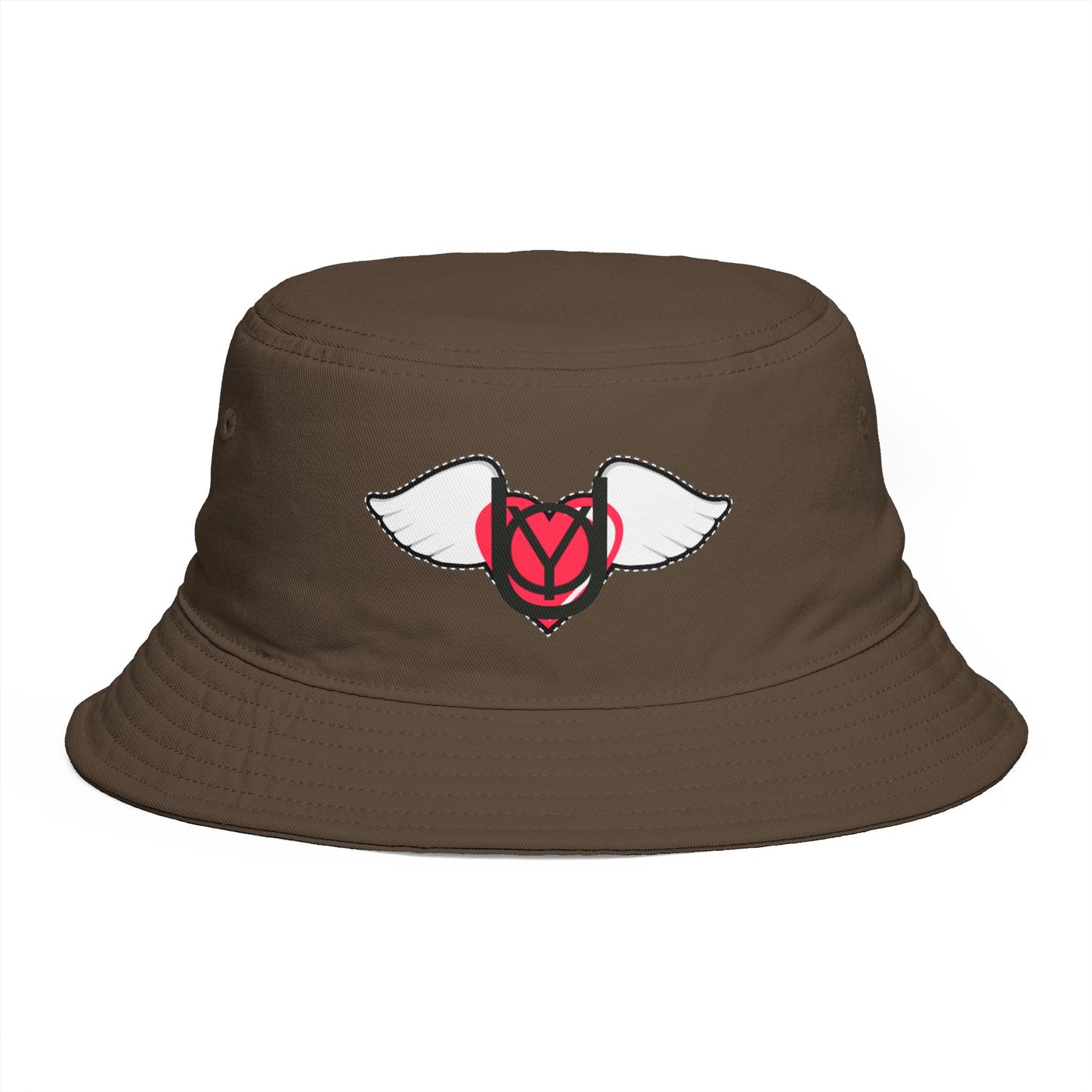 Embrace You Logo Bucket Hat — Cute Retro Winged Heart Sun Hat