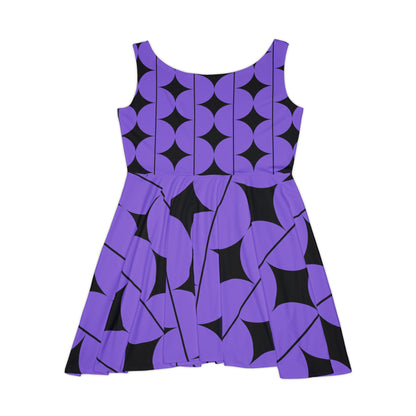 Abstract Print Skater Dress Purple