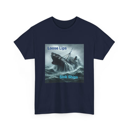 Loose Lips Sink Ships T‑Shirt — Nautical Vintage Shipwreck Tee