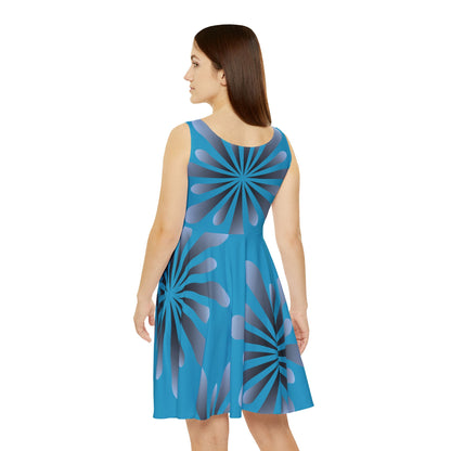 Abstract Print Skater Dress Ocean