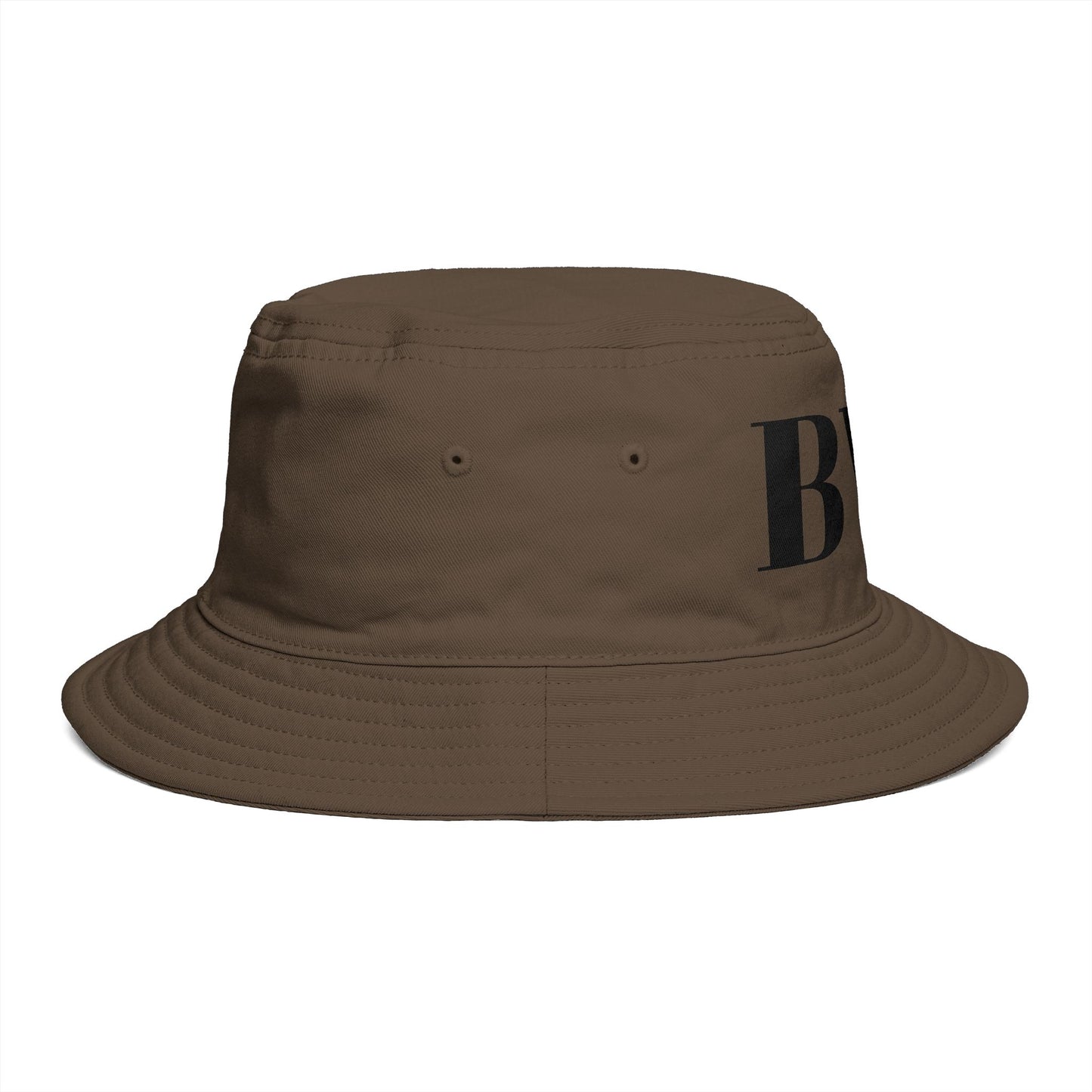 BVT Monogram Bucket Hat — Brown Casual Streetwear Sun Hat