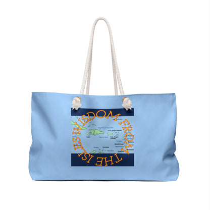 'Wisdom From The Isles' Weekender Bag – Sea Island Map Travel Tote