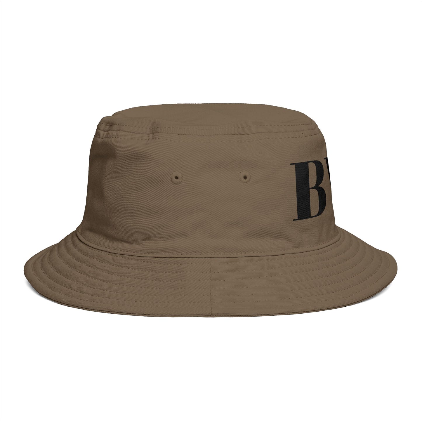 BVT Monogram Bucket Hat — Brown Casual Streetwear Sun Hat