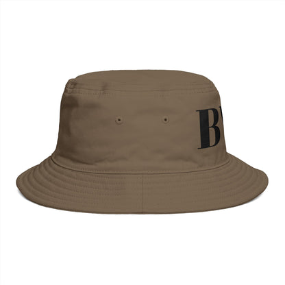 BVT Monogram Bucket Hat — Brown Casual Streetwear Sun Hat