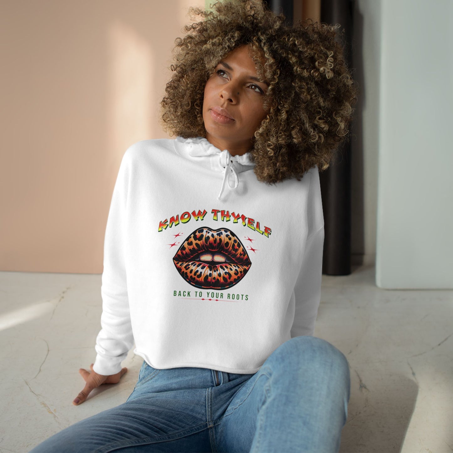 Know Thyself Crop Hoodie | Animal Print Graphic