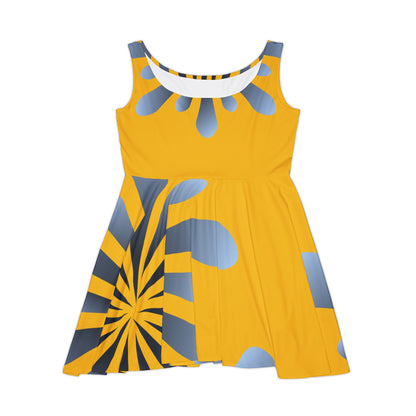 Abstract Print Skater Dress Sunburst